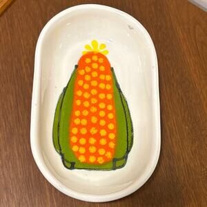 Retro Corn Ceramic Dish – Vintage Hand-Painted Kitchenware Bowl Arden Craft Sign